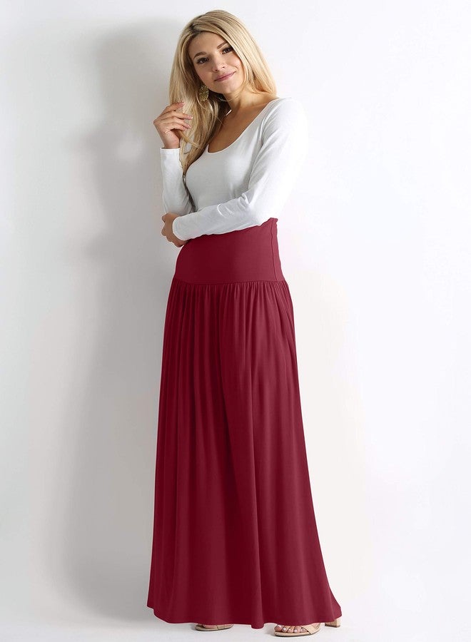 Simlu Burgundy Skirts for Women Ankle Length Skirt Casual Long Skirt High Waisted Maxi Skirt Reg and Plus Size Skirt Long Skirt (Size X-Large, Burgundy) - Image 2